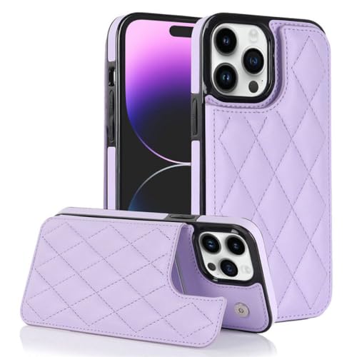 Étui de téléphone en cuir iPhone 13 Pro violet ENILSA rabat portefeuille porte-cartes
