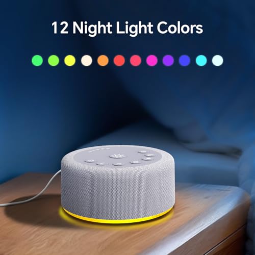 Sound Machine Night Light White Noise Brown Noise Machine 30 Non Looping Sounds 12 Lights 5 Timers 36 Adjustable Volume Memory Function Sleep Sounds Machine for Baby Kids Adult & Home Office Travel - Image 4
