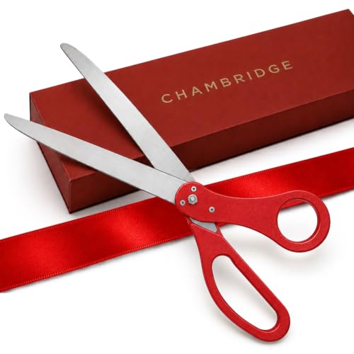 Red Ribbon Cutting Ceremony Kit – 63,5CM Red Giant Ribbon Cutting Scissors with Red Satin Ribbon for Ceremonies Business Events & Inaugurations
