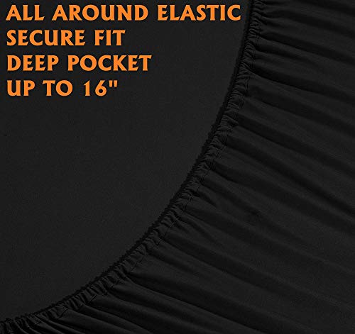 Elegant Comfort Luxury Soft Bed Sheets 1500 Premium Hotel Quality Microfiber Softness Wrinkle and Fade Resistant (6-Piece) Bedding Set, King, Black