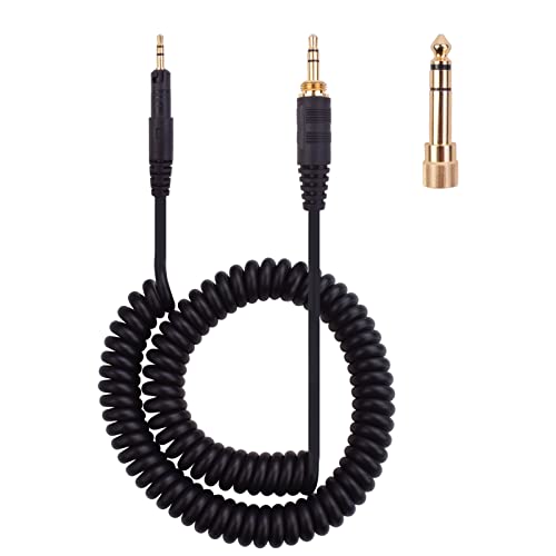 Asobilor ATH-M50x Replacement Cable, Coiled Aux Cord Compatible with Audio-Technica ATH-M40x ATH-M50x ATH-M60x ATH-M70x Headphones with 6.35mm Adapter(4ft extends to 10ft)
