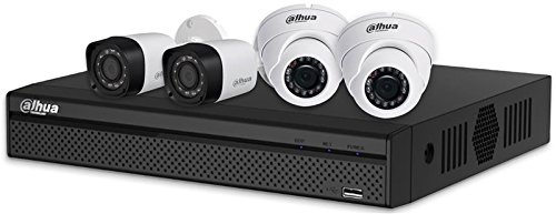 dahua Juego de videovigilancia Full HD con 4 Cámaras IP y grabación Grabador con disco duro integrado