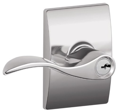 Schlage F51AACC625CEN Polished Chrome Accent Keyed Entry F51A Panic Proof Door Lever with Century Rosette