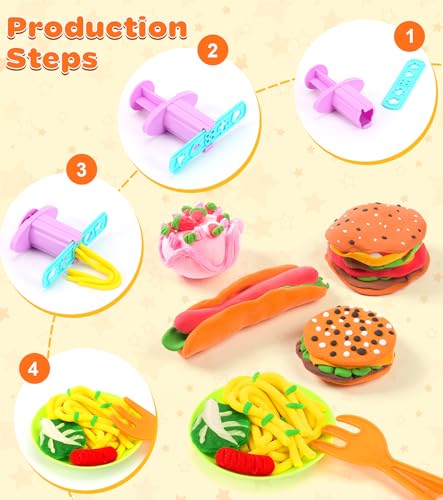 Miniatura 5 de Ophy Juego De Plastilina- 48 Piezas Moldes Plastilina Herramientas Plastilina Para Niños Incluyen Hamburguesas, Helados, Fideos Y Pizza Plastilina Para Niños Accesorios De Arcilla De Modelado Regalos