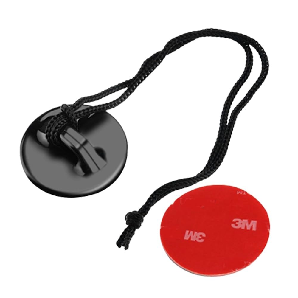 Action Pro Adhesive Mount -1 x Round & 1 x Flat Mount Round Sticky Pads with Insurance Tethers Straps Compatible with GoPro Hero -13/12/11/10/9/8/7/6/5/4/3+/3/2/1/Insta 360/Yi/4K/Eken Action Cameras