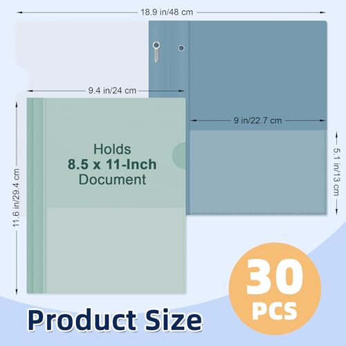Image of HAUTOCO 30 Pack Report Covers with 3 Prong Fasteners 10 Colors Clear Front Plastic Folders Letter Size, Presentation Folder for Resumes Proposals and School Use, 100 Sheet Capacity