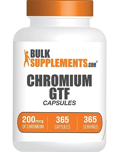 BulkSupplements.com Chromium GTF Capsules - Mineral Supplement GTF Chromium 200mcg - Gluten Free 1 Capsule per Serving 365 Capsules (Pack of 1)