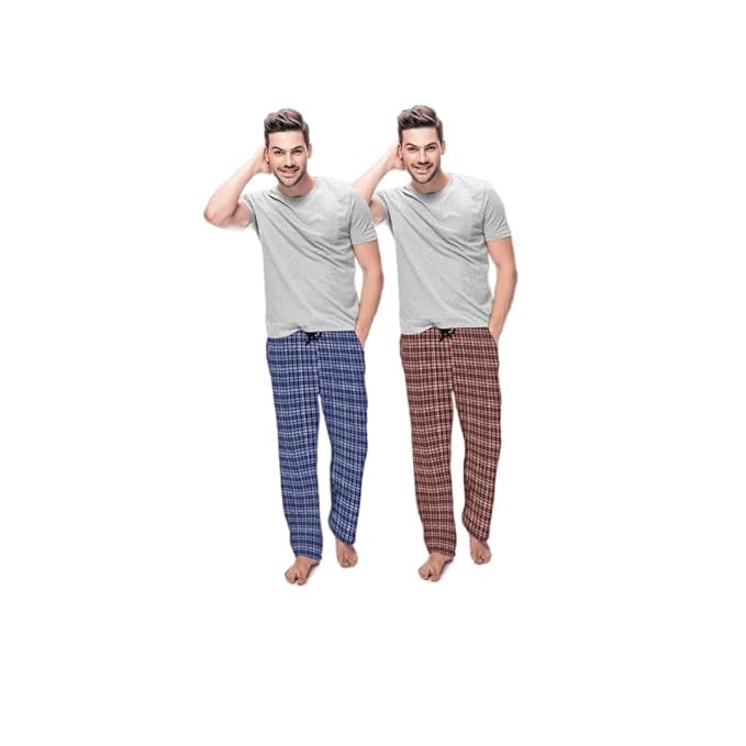 Pyjama Set for Men | Cotton Pyjamas for Men | Mens Pyjama Set Cotton | Pyjama Cotton Set Men | Mens Pyjama Cotton | Checkered Pyjama for Mens | Mens Casual Pyjama | Loungewear for Men – Pack of 2