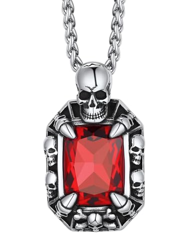 Bijoux viking gothique de haute qualité avec pendentif crâne argenté