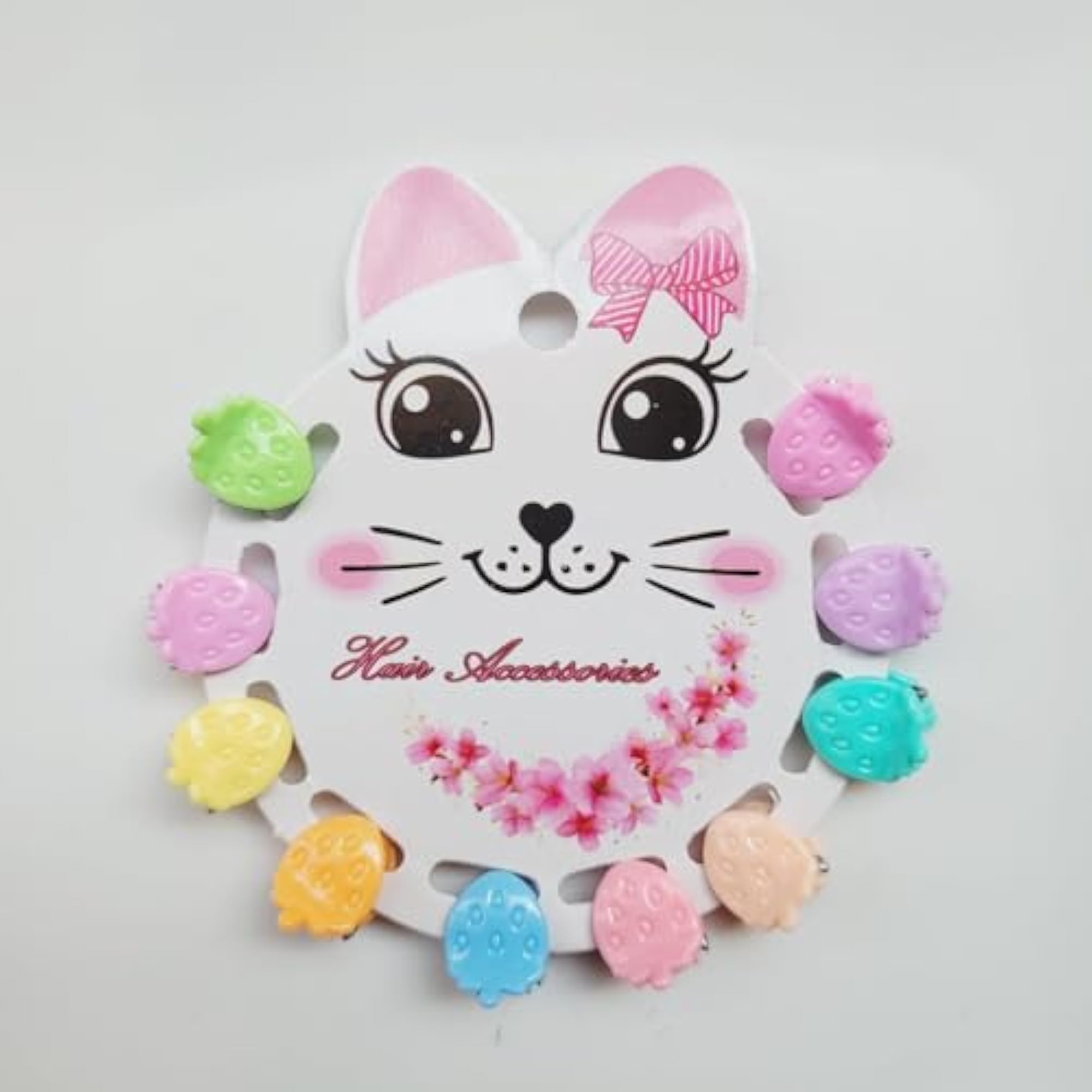 Strawberry-Shaped Hair Clips Set for Girls, 10 Pastel Mini Claws