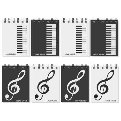 Carnet de notes musique A7 lot de 8 mini journaux de poche pour l'école