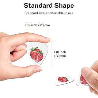 Strawberry Lot de 6 médiators pour guitare acoustique, guitare électrique, basse, ukulélé – fins, moyens et épais - Les Beatles, Paul McCartney, John Lennon, RIngo Starr, George Harrison Strawberry Lot de 6 médiators pour guitare acoustique, guitare électrique, basse, ukulélé - fins, moyens et épais – Image 7