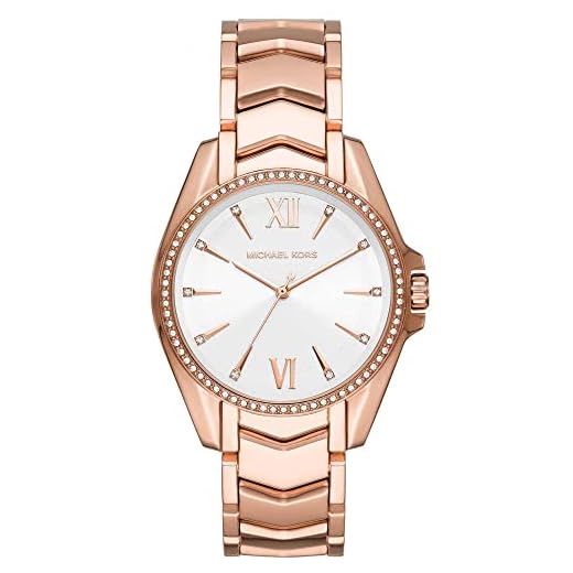 Michael Kors Reloj para mujer Whitney, movimiento de tres manecillas, caja de acero inoxidable en oro rosa de 38 mm con correa de acero inoxidable, MK6694