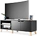 Produktbild TV-Schrank Schwarz Tisch TV-Board Lowboard TV-Bank Fernsehschrank Fernsehtisch Skandinavischer für Wohnzimmer Holz 140x48x40cm