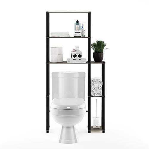 Furinno Turn-N-Tube Over The Toilet Storage, 5 Shelves Bathroom Organizer Space Saver Rack, French Oak Grey/Black - image 5