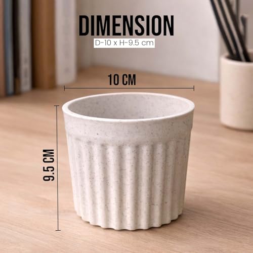 Image of Go Hooked Plastic Flower Pot for Indoor Plants (4 Inch, Pack of 10) | Decorative Ribbed Planter for Home, Office, Desk & Tabletop | Marble Finish Modern Indoor Plant Pot for Succulents & Small Plants
