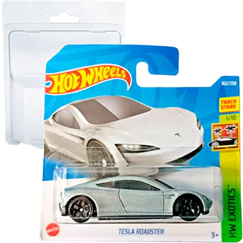 Friki Monkey Hot Wheels Tesla Roadster HW Exotics 1/10 (162/250) 2022 Short Card + Blister & Card Protector Pack