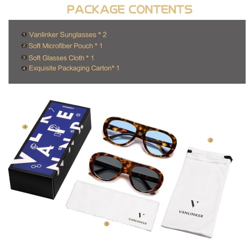 Image of VANLINKER Oversized Retro Aviator Sunglasses for Women Men Chic 70s Vintage Style Trendy 2026 Chunky Sun Glasses VL9865