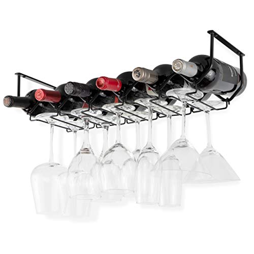 Comparison: Best Wine Bottle Cabinet Storage 5 Wallniture Piccola Under Cabinet Wine Rack & Glasses Holder, Kitchen Organization with 6 Bottle Organizer Metal Black