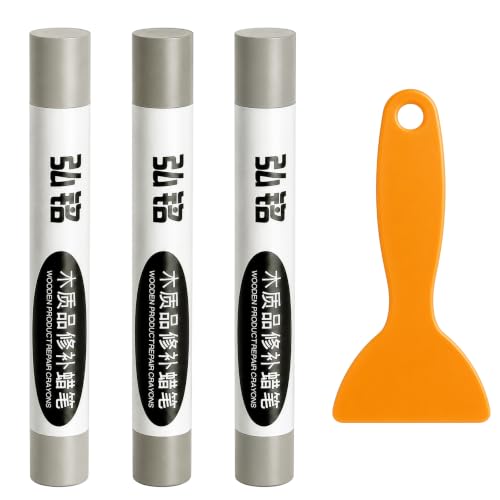 FOCMKEAS 3 Colors Wood Filler Sticks, Gray Green Series, with Scraper