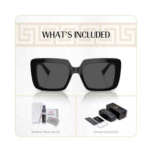 Versace VE4384B Square Sunglasses for Women +BUNDLE with ACCESSORY EYEWEAR KIT2