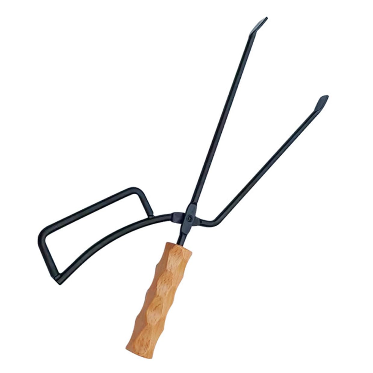 TOYANDONA Pinza per Barbecue da Campeggio in Ferro e Legno, Morsetto per Carbone Allungata Impugnatura Ergonomica Antiscottatura, Attrezzo Multifunzione per Esterno e Falò