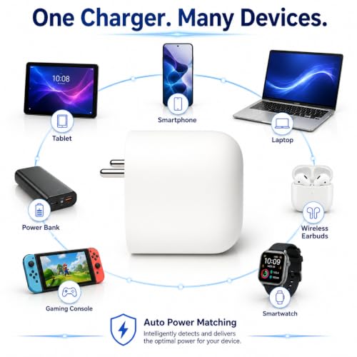 Image of Zybux 45W Type-C PPS Rapid Power Charging Adapter Compatible with Google Pixel10|9|8|7 (A|Pro|XL|Fold)|4|3|Pro|A|S26|S25|15| 15r|chromebook|Tab| Support Other C-Type 45 W Quick Charger Adaptor, White