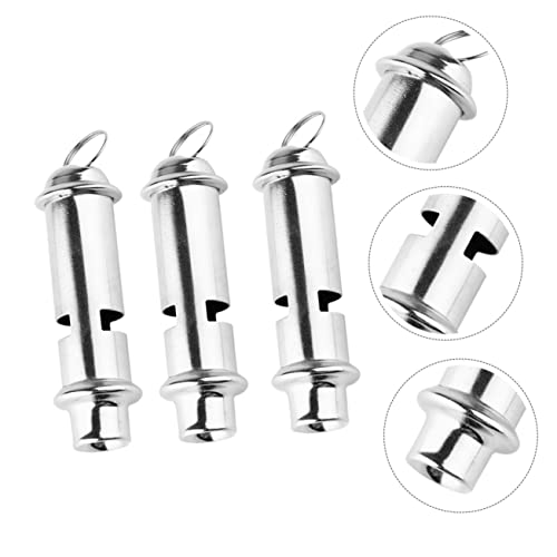 3 silbatos de emergencia de acero inoxidable con cuerda miniatura 7
