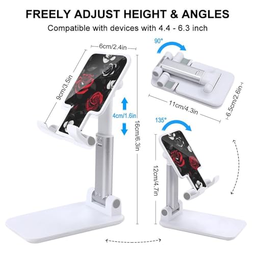 Support de téléphone pliable aux roses rouges et blanches pour bureau iPhone 16 Pro