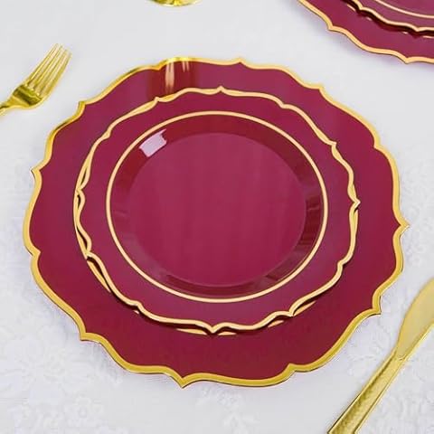 Efavormart 10 Pack Burgundy Plates Cover