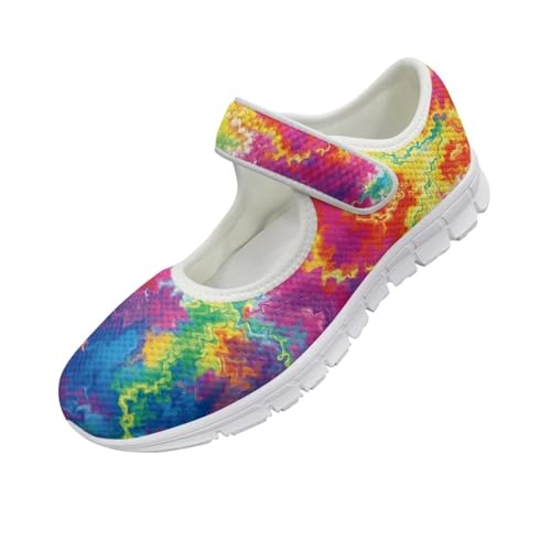 JoyLamoria Rainbow LGBT Walking Shoes Y2K Leopard Flats Arch Support Travel Working Nurse Shoes Light Wight Diabetic Shoes3