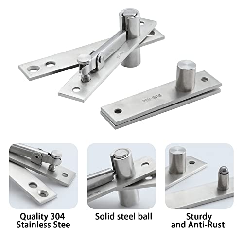 Home Master Hardware Pivot Hinges 2 Pack, Heavy Duty Stainless Steel Hidden Door Hinges, 360 Degree Shaft Pivot Hinge Center Hung System For Wooden Doors #TOP1