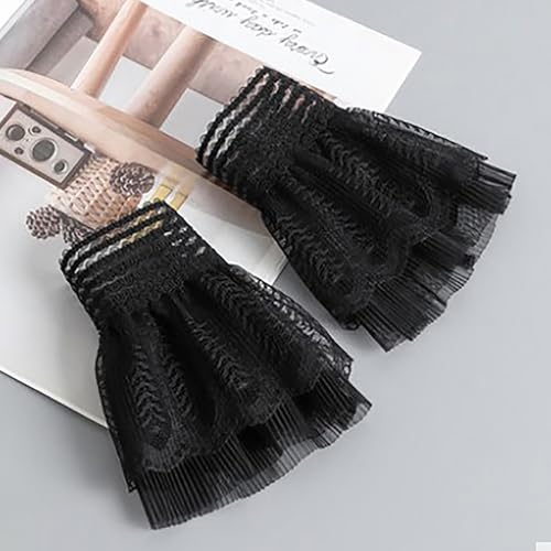 Image of Women's Detachable Wrist Cuffs Lace Fake Sleeves, False Hand Sleeves Decorative Cuffs for Sweater Blouse Coat Jacket