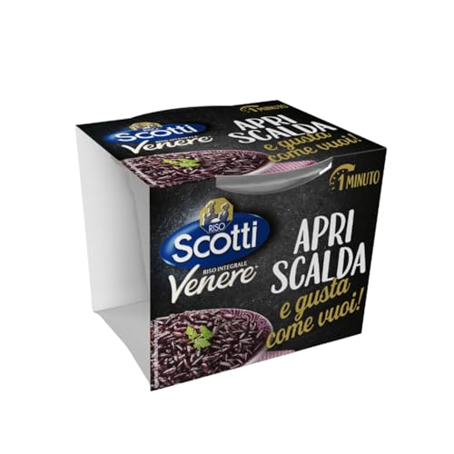 Riso Scotti Apri Scalda e Gusta Venere, Cup di Riso Italiano Monoporzione, Pronto in 1 Minuto, 200g