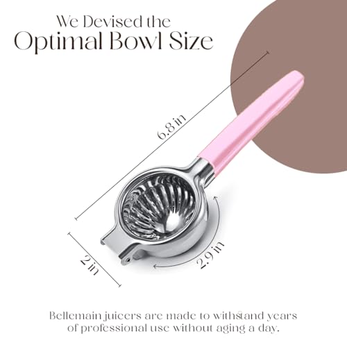 Image of Bellemain Citrus Juicer | Metal Lemon Squeezer | Lime and Lemon Juicer Stainless Steel with Silicone Handles | Manual Juicer, Citrus Squeezer, Hand Held Juicer | Bar Juicer for Bartender (Pink)