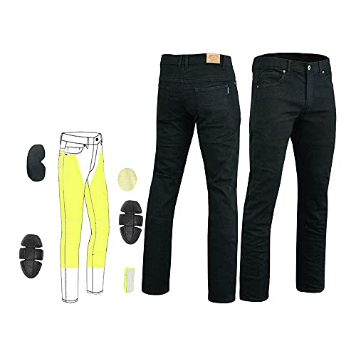 Bikers Gear Australia Stetch Noir Jean de Moto Extensible Confortable doublé Kevlar avec Protection Amovible CE pour Homme, 40