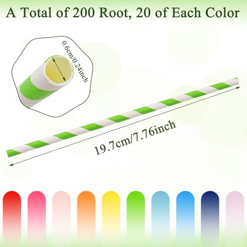 200 Pitillos de Papel KTOJOY Multicolor 8.26 Pulgadas miniatura 2