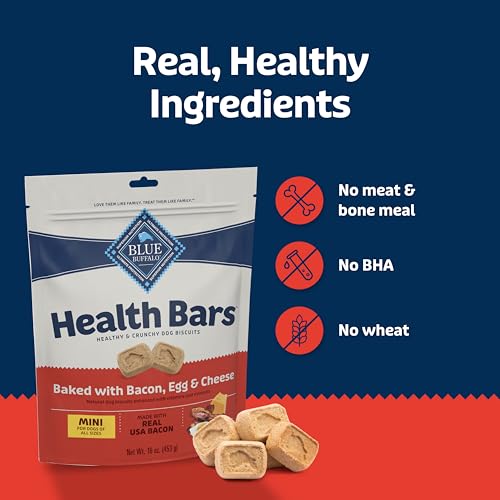 Image of Blue Buffalo Health Bars Bacon Egg & Cheese Mini Dog Biscuits, 16 oz