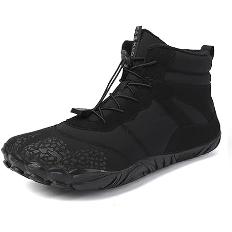 Tongzone Wide Toe Box Men's Women's Barefoot Shoes Fur Lined Zero Drop Sole High top Walking shoes Winter Cover