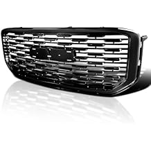 Spec-D Tuning Polished Black Denali Style Mesh Front Hood Grill Grille Compatible with 2015-2020 GMC Yukon/Yukon XL