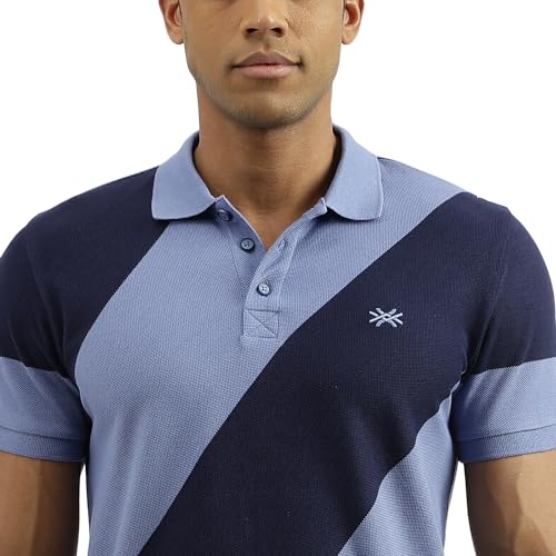 Image of United Colors of Benetton Regular Fit Polo Collar Striped T-Shirt