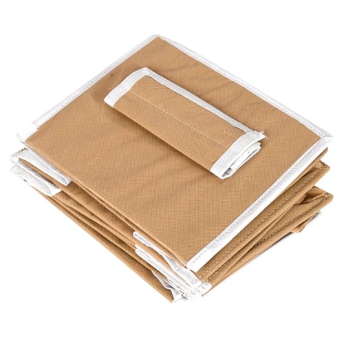 Image of Hanging Closet Organizer for Clothes Storage | Foldable Wardrobe Hanging Storage Rack | Non-Woven Multipurpose Cupboard Organizer for Clothes, Towels & Accessories (Beige, Pack of 2, 6)