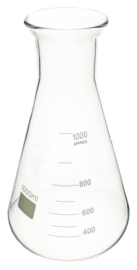 Matraz Erlenmeyer de Vidrio Borosilicato - Matraz Cónico de Boca Ancha 50ml-5000ml(1000ml)