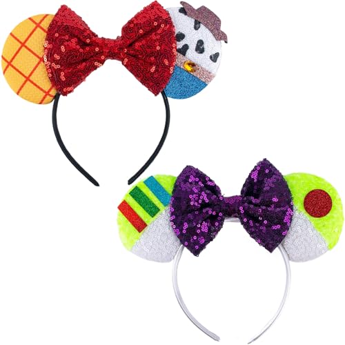 SSKHE 2 Pièces Serre-tête avec Oreilles de Souris Décoration de Fête Cosplay Costume pour Filles et Femmes Oreilles de Souris Bandeaux de Cheveux Bandeau...