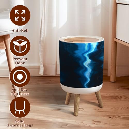Caneca de basura pequeña con tapa decorativa azul oscuro miniatura 2