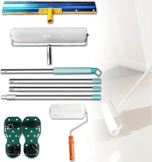WUDLEP Self-Levelling Cement Tool Kit Including Stainless Steel Scraper Self-Leveling Rake, Floor Construction Roller Spike Shoes,Epoxy Floor Paint Tools with 1.6m Removable Long Extended Handle