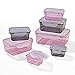 Produktbild GOURMETmaxx Frischhaltedosen klick-it 7er Set | Spülmaschinen- Mikrowellen- und Gefrierschrankgeeignet | Deckel BPA-frei mit 4-Fach-klick-Verschluss | Ineinander stapelbar [4 Größen, grau/rosa]