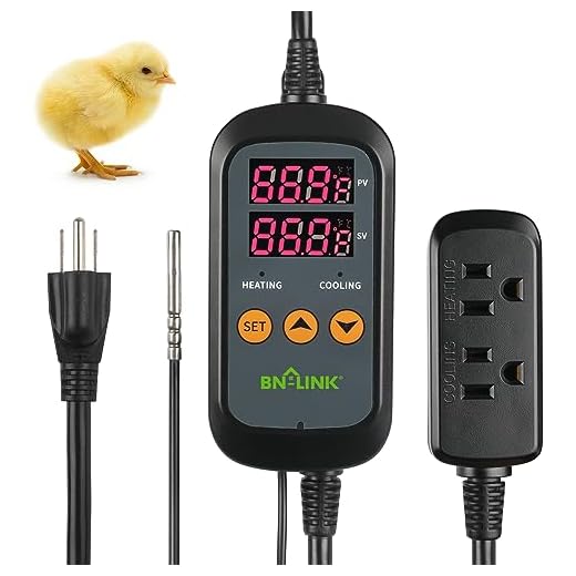 BN-LINK Digital Temperature Controller Heating Cooling 2-Stage Outlet Thermostat Controller Plug for Reptiles Aquarium Carboy Homebrew Breeding Fermenter Seed Germination °C/°F -40-176°F 15A/1875W
