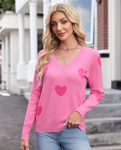 Image of Women's Spring Sweaters 2026 Casual Long Sleeve Pullover V Neck Lightweight Sweatshirts Cute Blouse Tops