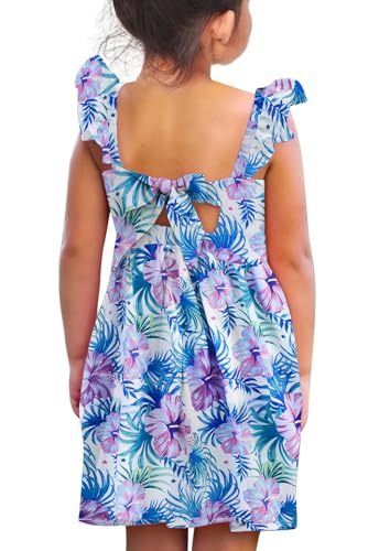 Vieille Toddler Girls Summer Dress Ruffle Short Sleeve Cute Mermaid Backless Kids Casual Beach Dress 3-7T